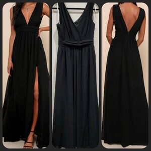 Lulus Heavenly Hues Maxi Dress Women's Sz. Large Black Sleeveless